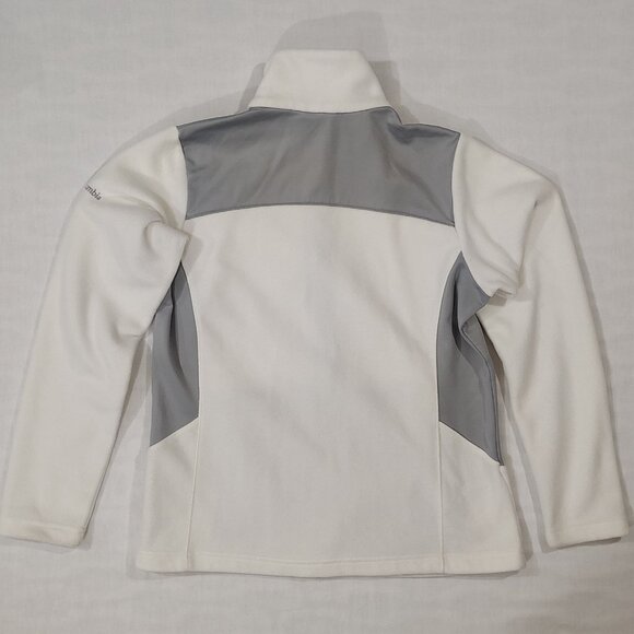 Columbia Sportswear Full Zip Fleece Jacket Womens Size Medium White Gray Pockets - Picture 4 of 16